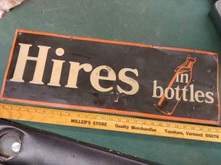 1920s/30s Hires Root Beer In Bottles Embossed Tin Litho Sign - 10x27 -