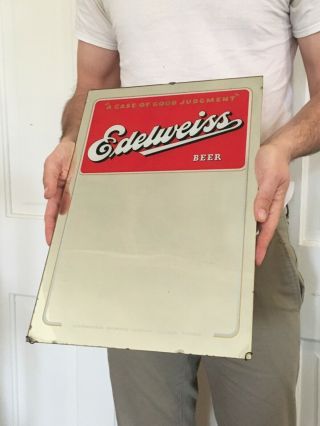 Vtg Antique Edelweiss Beer Advertising Beer Glass Mirror Bar Sign Chicago Co.