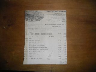 1911 Pharmaceutical Invoice Becton Dickinson Thermometers Rutherford Jersey