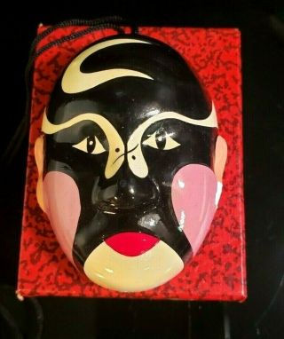 Vintage Chinese Opera Face Painting Miniature Clay Mask " Pao Chng " Abucus
