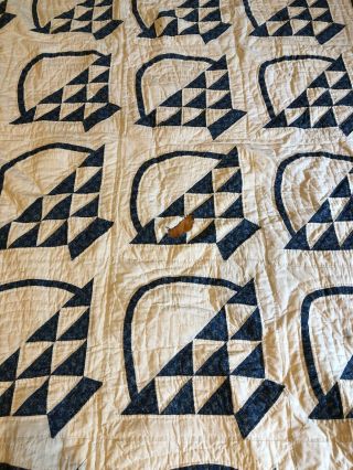 Vintage Blue And White Quilt Maybasket Pattern - 73x75.  5 