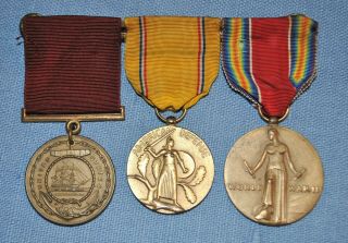 Named Wwii Us Navy Medal Bar - Good Conduct / American Defense / Victory Medal