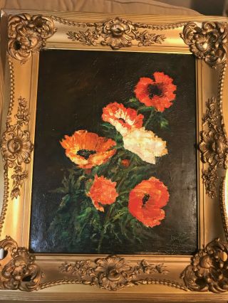 Vintage Geraldine M " Still Life With Flowers Scene " Oil Painting - Signed/framed