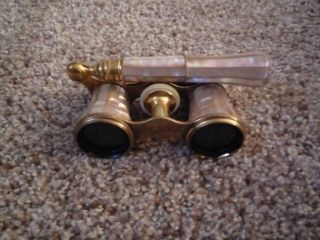 Vintage Lemaire Paris Mother Of Pearl Opera Glasses W/ Telescopic Handle