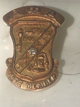 Vintage Alpha Phi Alpha Life Membership 10k Gold Pin/ Badge W/ Diamond