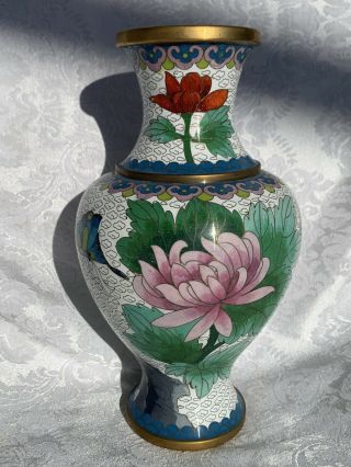 Jingfa Midcentury Chinese Cloisonne Enamel And Copper Vase
