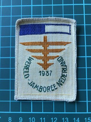 Boy Scout 1937’s World Scout Jamboree Participant Patch - Blue And White Bar