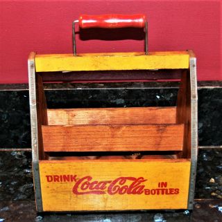 1940s Coca - Cola Wood 6 - Bottle Carrier.  Ww11 Flyong Wings.  All Ex Cond.