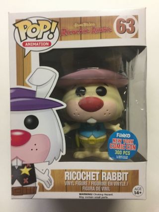 Funko Pop 2015 Nycc Exclusive Hanna Barbera Ricochet Rabbit 63 Yellow (le 300)
