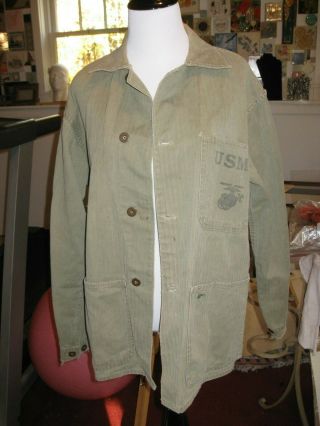 Vintage World War Ii Ww 2 Herringbone Usmc Shirt Uniform; Us Marine Corp; 1940s