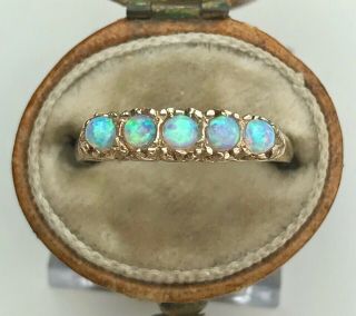 9ct Gold Antique Edwardian 5 Stone Opal Ring - Size Uk R - Us 8.  75 - 2.  10grams