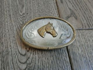 Vintage German Silver Western Belt Buckle Horse Head