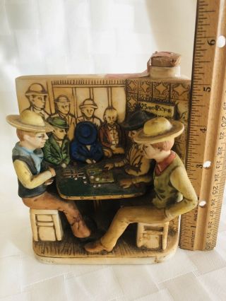 1975 Vintage Haas Brothers Collectible Decanter Card Game Whisky Liquor Flask 2