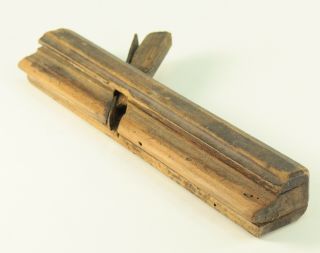 Antique EARLY Woodworking Hand Plane Wood & Iron Profile Molding Carpenter 2
