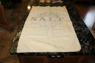 Vintage 100 Lb Cloth Michigan Medium Salt Bag Diamond Crystal St Clair Mich