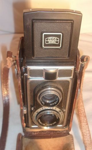 Vintage Zeiss Ikon Ikoflex Camera With Vintage Leather Case In Very Good Conditi