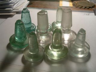 9 Awesome 1800s,  19th Century Pharmacy Apothecary Blown Glass Bottle Stoppers