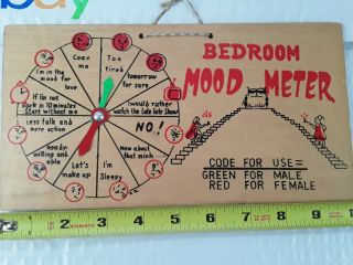 Vintage 60s Bedroom Mood Meter Sign Gag Gift Wedding Shower Sexy Play Bar