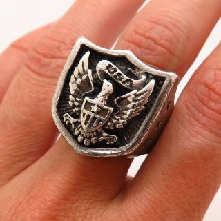 King Baby Studio Sterling Silver Great Seal of the USA American Eagle Men ' s Ring 2