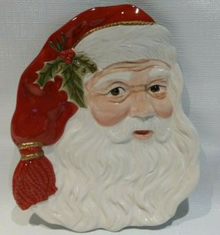 Fitz And Floyd Christmas Collector Vintage Santa Canape Plate Dish Dessert