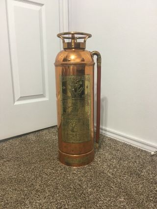 Vintage Brass & Copper Fire Extinguisher,  The " Elk Hart "