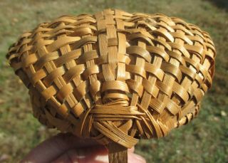 ANTIQUE Primitive TINY Splint Oak Buttocks Basket Made This Virginia Farm 3