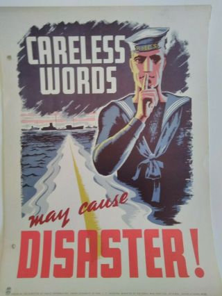 Authentic World War Ii Poster - Careless Words May Cause Disaster.