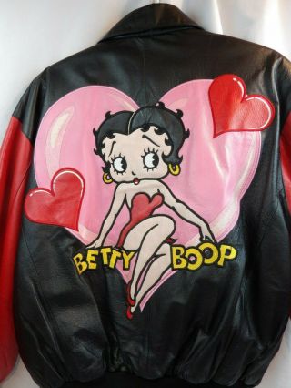 Betty Boop American Tunes Black And Red Leather Jacket Size Small