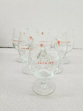 Set Of (6) Belgium Brewing Stemmed Beer Glasses 14.  5 Ounce Fat Tire Logo