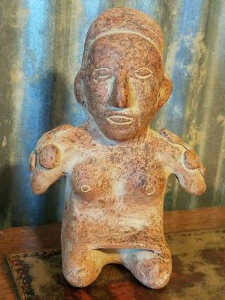 Terracotta Woman Mexican Mayan Aztec Folk Art Clay Naked Seated