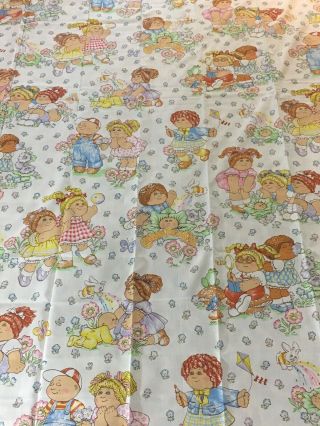 1983 3 Piece Vintage Sheet Set Fitted Flat Pillow Case Cabbage Patch Kids Fabric