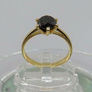 18ct Gold Black Diamond Solitaire Ring 2.  8g Size N1/2