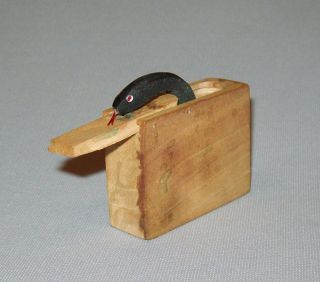 Fun Old Vtg Small Folk Art Slide Top Hidden Snake Toy Surprise Box