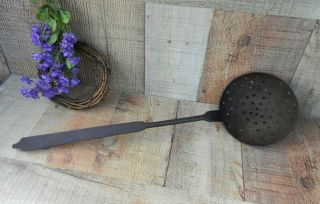 Primitive Hand Forged Iron Skimmer Ladle Large Hearth Oven Kettle Skimmer 1800 