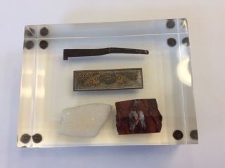 1950 White House Material Removed Paperweight,  plaque,  rocks,  and nail 2