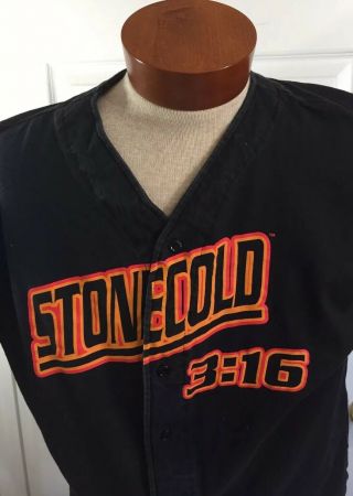 Stone Cold Steve Austin Wwf Xxl Black Vintage Baseball Style Jersey Black