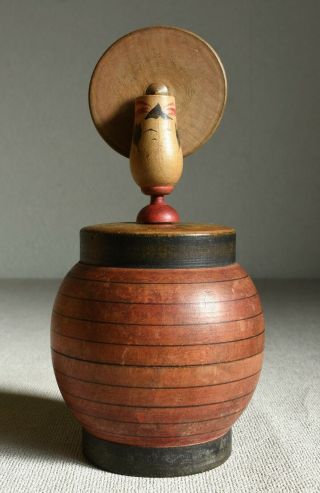 16.  5cm (6.  5 ") Japanese Old Wooden Doll With Spin : Paper Lantern Design Container