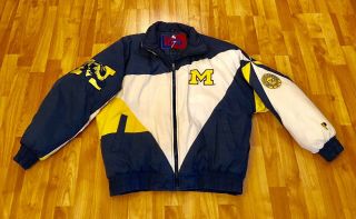 Vintage Pro Player University Of Michigan Wolverines Winter Puffer Jacket Large