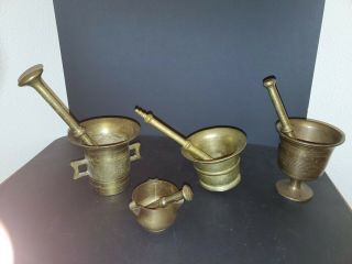 Vintage Brass Pharmacy / Apothecary Mortar & Pestle Set