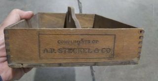 Primitive Antique Advertising Cutlery Tote Open Carrier Box Ap Steckel & Co
