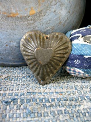 Early Antique Tin Primitive Heart Chocolate Mold