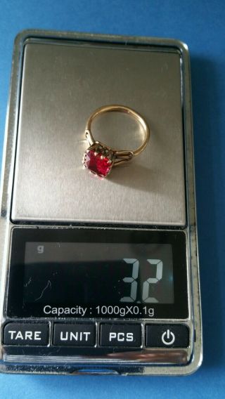 Antique Victorian Large Ruby 9ct Gold Stunning Dress / Engagement Ring