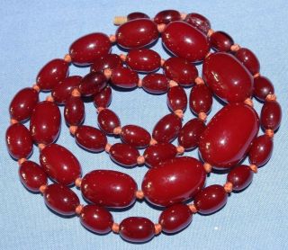 Fine Old Vintage Faturan Cherry Amber Bakelite Bead Necklace - 50 Grammes