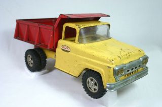 Vtg 1961 Tonka Toys Dump Truck No 6 Red & Yellow Usa 1960s Lift 06