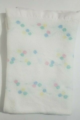 Vintage Baby Morgan Thermal Waffle Weave Blanket Pastel Balloons Acrylic White