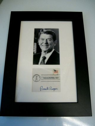 Ronald Reagan Signed Inauguration Day Envelope Framed