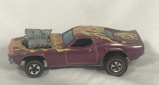 Vintage 1970 Hot Wheels Redline Rodger Dodger Purple Plum Flames