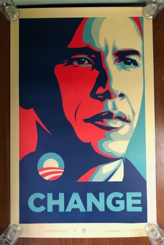 Barack Obama Change By Shepard Fairey Official Campaign Print 4483/5000 Poster