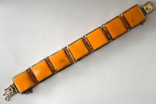 Natural Untreated Baltic Butterscotch Amber And Sterling Silver Bracelet