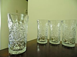 Libby Vintage Clear Tall Drinking Glasses Set Of 2 Hobstar Pattern 16 Oz